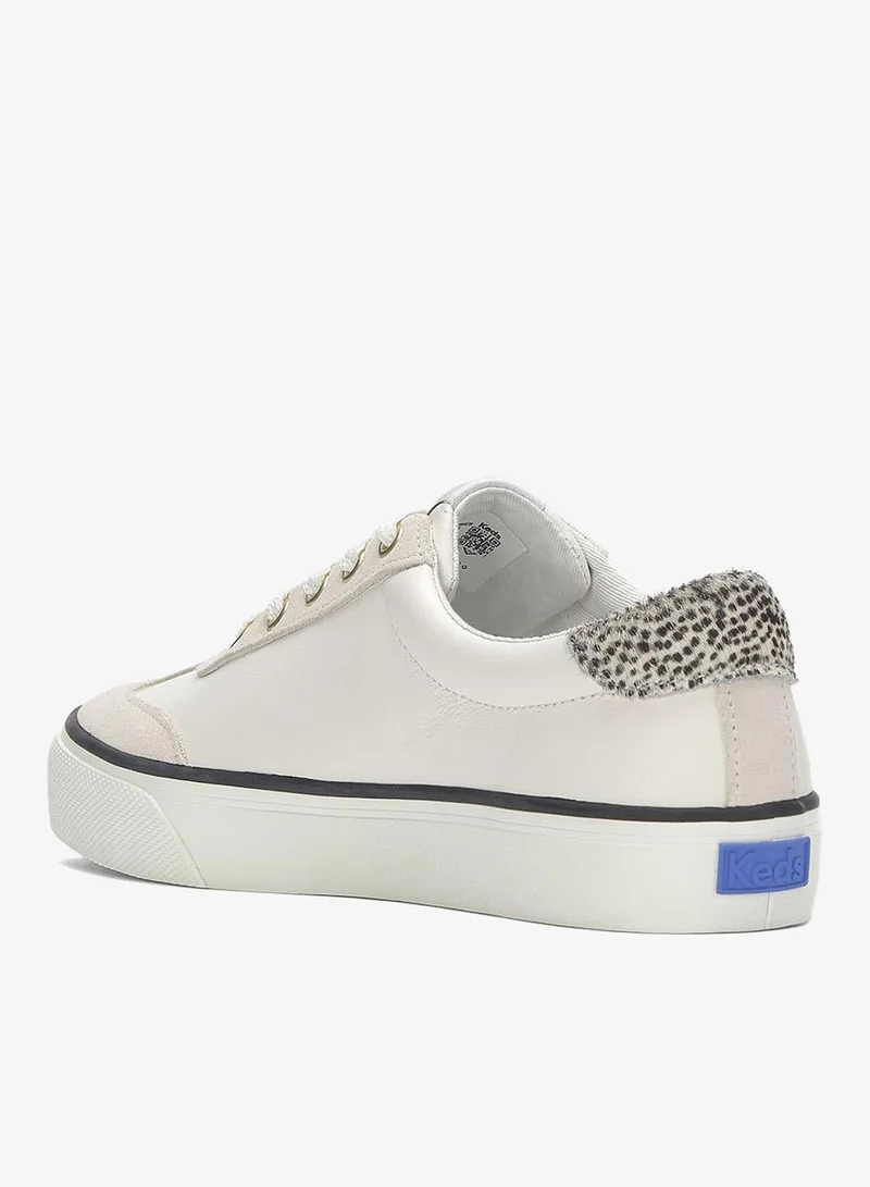 Keds Snow White/Cream Blk Keds Women's Keds Women's Jump Kick T-Toe Lace Up Leather Casual Sneaker Cream for Women | Best Price UAE
